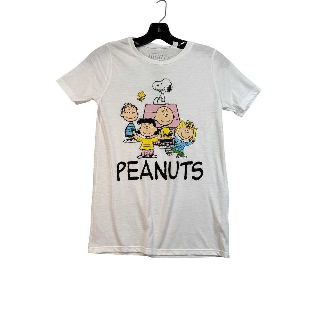 Mighty Fine Peanuts Graphic T-Shirt XS White NWT Snoopy Charlie Brown Cartoon